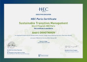 HEC Paris Executive Education — Sustainable Transition Management (2023)